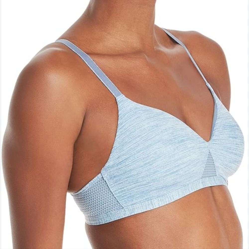 Hanes Oh So Light ComfortFlex Wire Free Bra Bralette, Denim Blue Heather, S - Picture 4 of 14